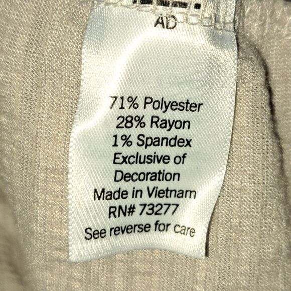 Sonoma Beige Soft Stretchy V-Neck Top with Long Sleeves Plus Size 0X - Picture 5 of 16